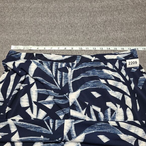 Roz & Ali Skirt Womens 1X Blue White Leaf Print Maxi Pull‎ On Stretch Made USA - Picture 6 of 7